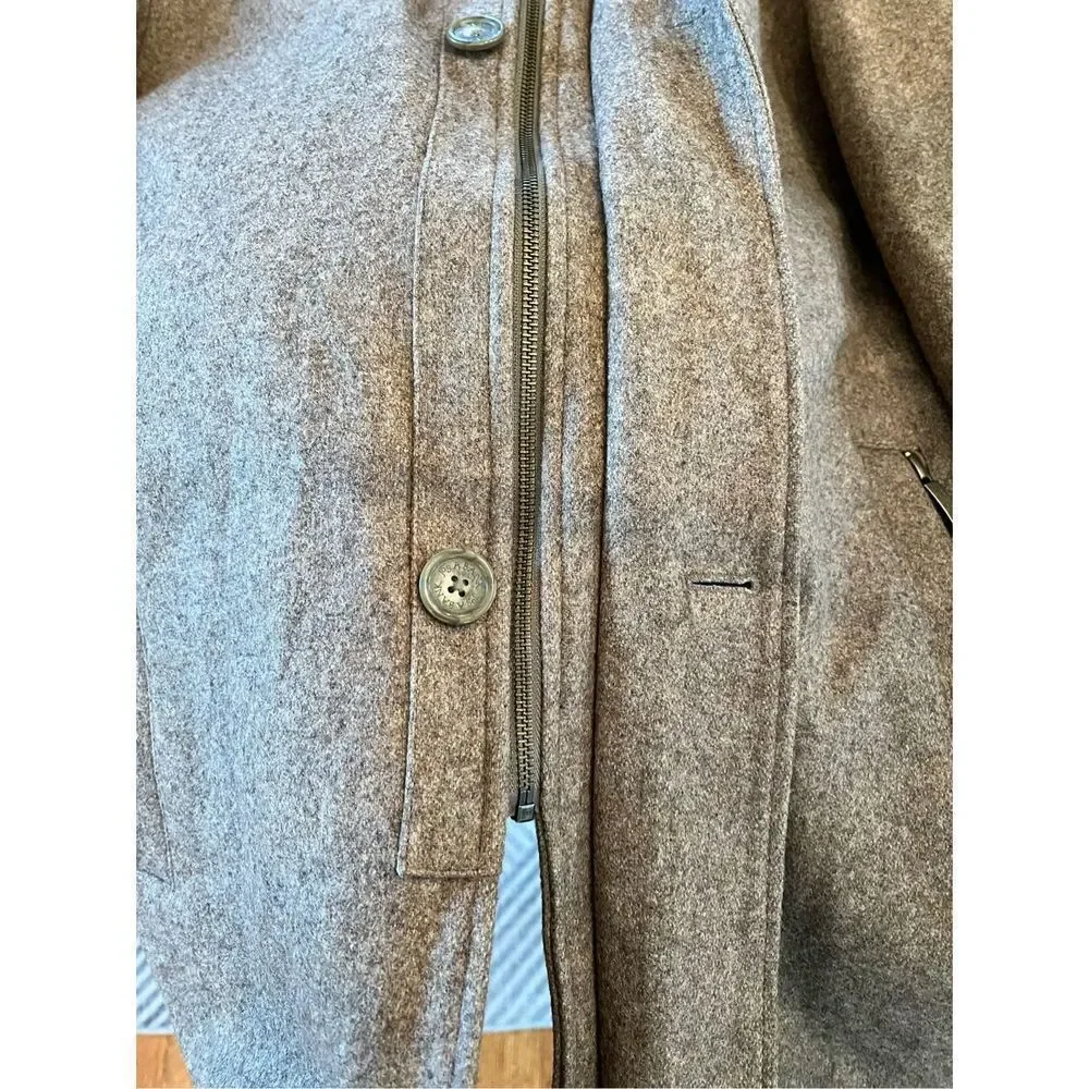 Jos. A. Bank Tan Marled Wool Blend Button Zipper Cost sz LL or 44-48” EUC